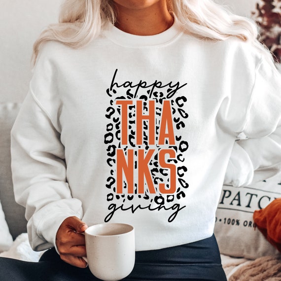 Thankful Thanksgiving Sweatshirt: Leopard Print Fall Apparel