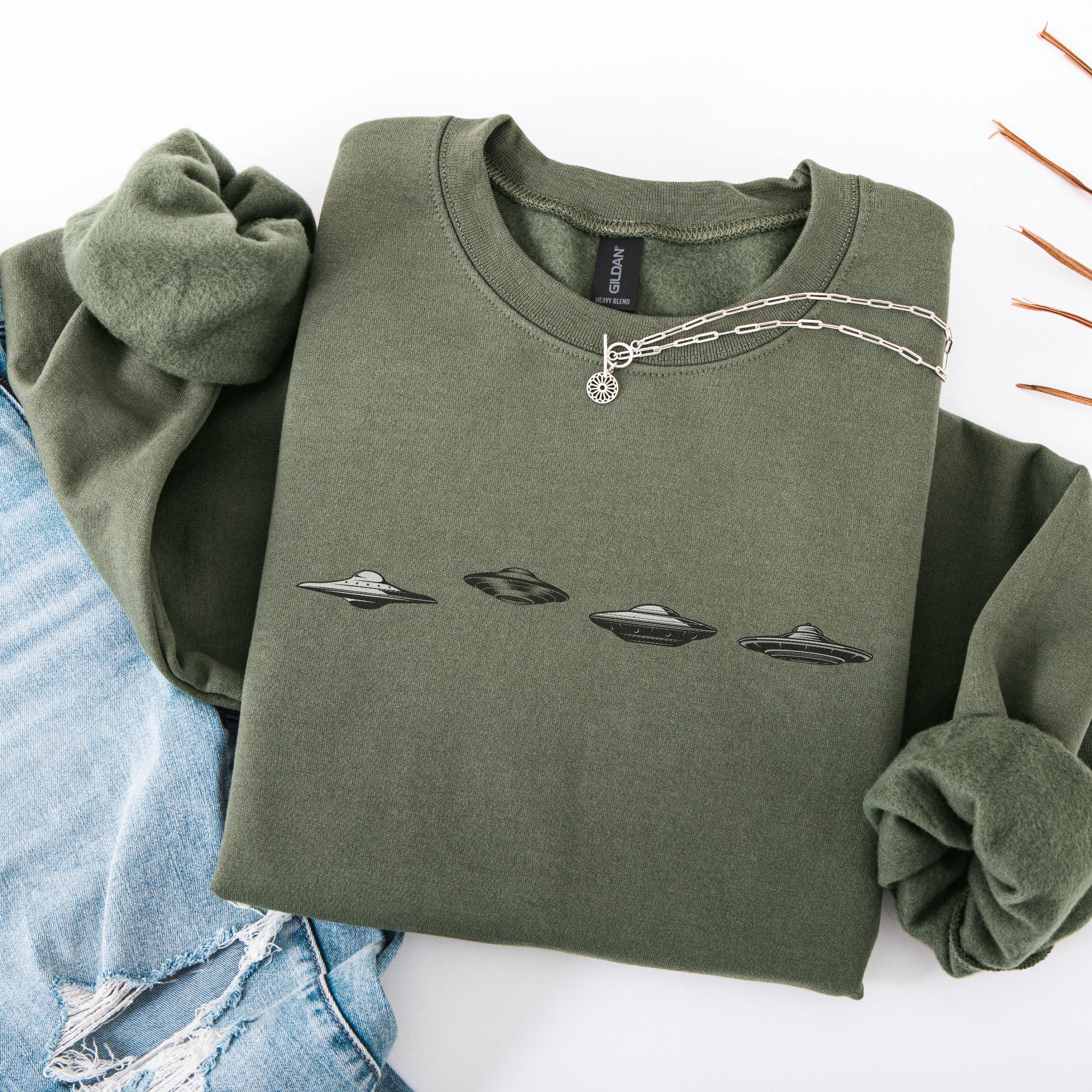 UFO Crewneck Sweatshirt UAP Shirt Retro Vintage Style UFO Sweater