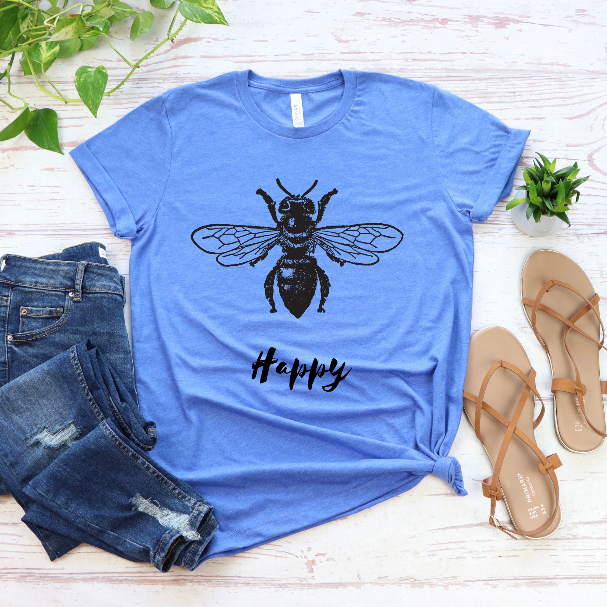 Bee Happy Graphic T-shirt: Soft Cotton Bee Lover Gift - Etsy