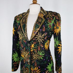 JTRIMMING Vintage Blazer Jacket Hand Work Beads & Sequins On Silk Style Style 5009