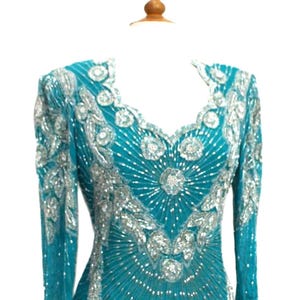 JTRIMMING Vintage Dress Long Sleeve Bead & Sequins and Hand Work On Silk Style 3017