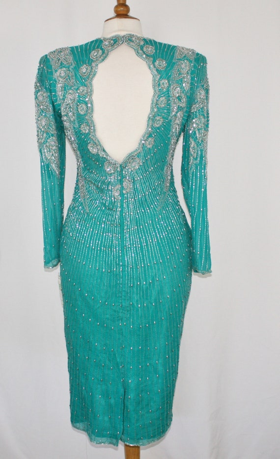 JTRIMMING Vintage Dress Long Sleeve Bead & Sequin… - image 2