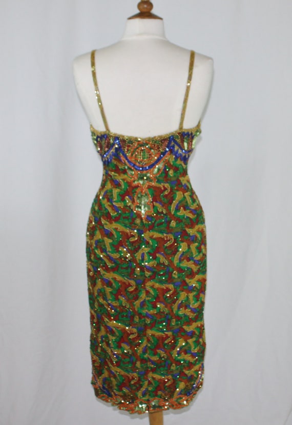 JTRIMMING Vintage Dress Hand Work Bead & Sequins … - image 2