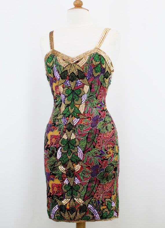 Vibrant Floral Accents Black Evening Dress Vibrant Floral Accents Black Evening Dress