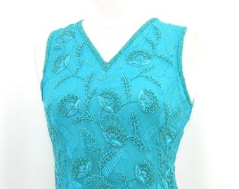JTRIMMING Blusa vintage de agradecimiento con bordado de cuentas a mano en gasa estilo 2076
