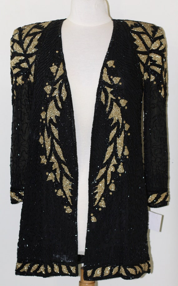 JTRIMMING Vintage Jacket Hand Work Beading Length 