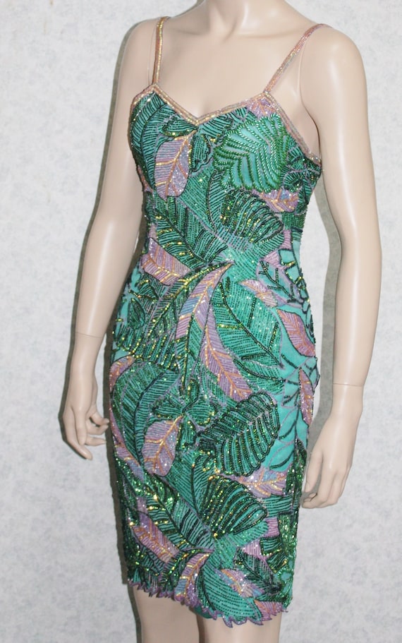 JTRIMMING Vintage Beaded Dress Hand Work & Hand P… - image 1