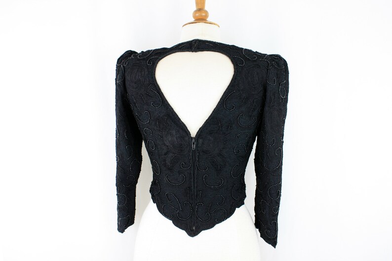 JTRIMMING Vintage Blouse Sweetheart Neck Hand Work Bead /& Embriodery Style 1252