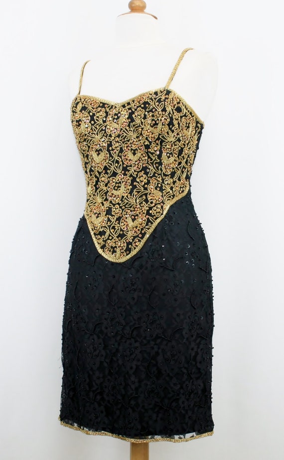 JTRIMMING Vintage Short Dress Bead & Sequins Hand 