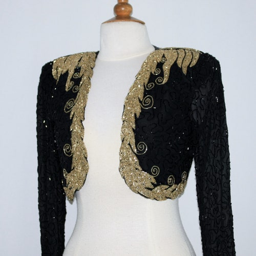 JTRIMMING Vintage Beaded Bolero Jacket Hand Work & Hand Print - Etsy