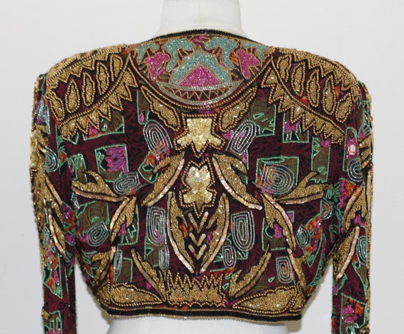 JTRIMMING Vintage Beaded Bolero Jacket Hand Work … - image 3