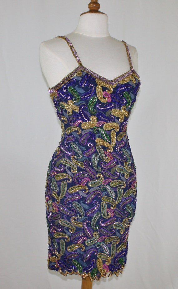 JTRIMMING Vintage Beaded & Sequins Dress Hand Wor… - image 1