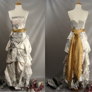 ooak Dirty Distressed Tattered Zombie Prom Dress Corpse Bride Wedding Bridesmaid BLOOD OPTIONAL Strapless Gown Halloween Costume XS 0 2