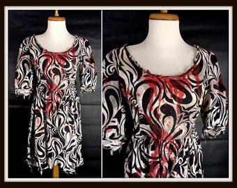 PRETTY ZOMBIE GIRL Halloween Costume Post Apocalyptic Vampire Dress. Custom Made Bloody Black White Swirl Dress size S 4