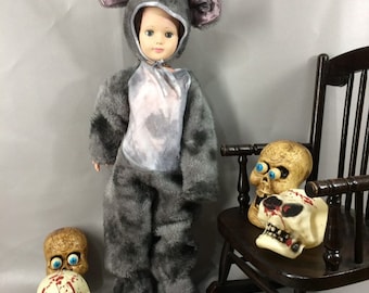 ZOMBIE MOUSE Baby Girl or Boy. Distressed Post Apocalyptic Family Halloween Costume or Creepy Big Doll Clothes. infant - 24 months 2T