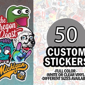 50 Custom Vinyl Stickers | Custom logo stickers | Waterproof