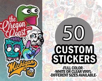 50 Custom Vinyl Logo Stickers | Waterproof