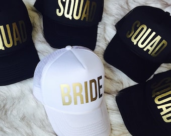 Bride Squad Bachelorette Hat | Bachelorette Party Hat | Destination Wedding Hat | Bridal Party Hat | Bridesmaid Hat Party Hats