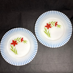 Pair of MacBeth-Evans Petalware Florette Monax Salad Plates 8&quot; Depression Glass