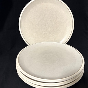 Set of 4 Denby ENERGY Dinner Plates Two-Tone Cream Stoneware England 10.5&quot;