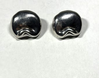 Vintage David Varsano Israel Modernist Stud Earrings 925 Sterling Silver 1&quot;