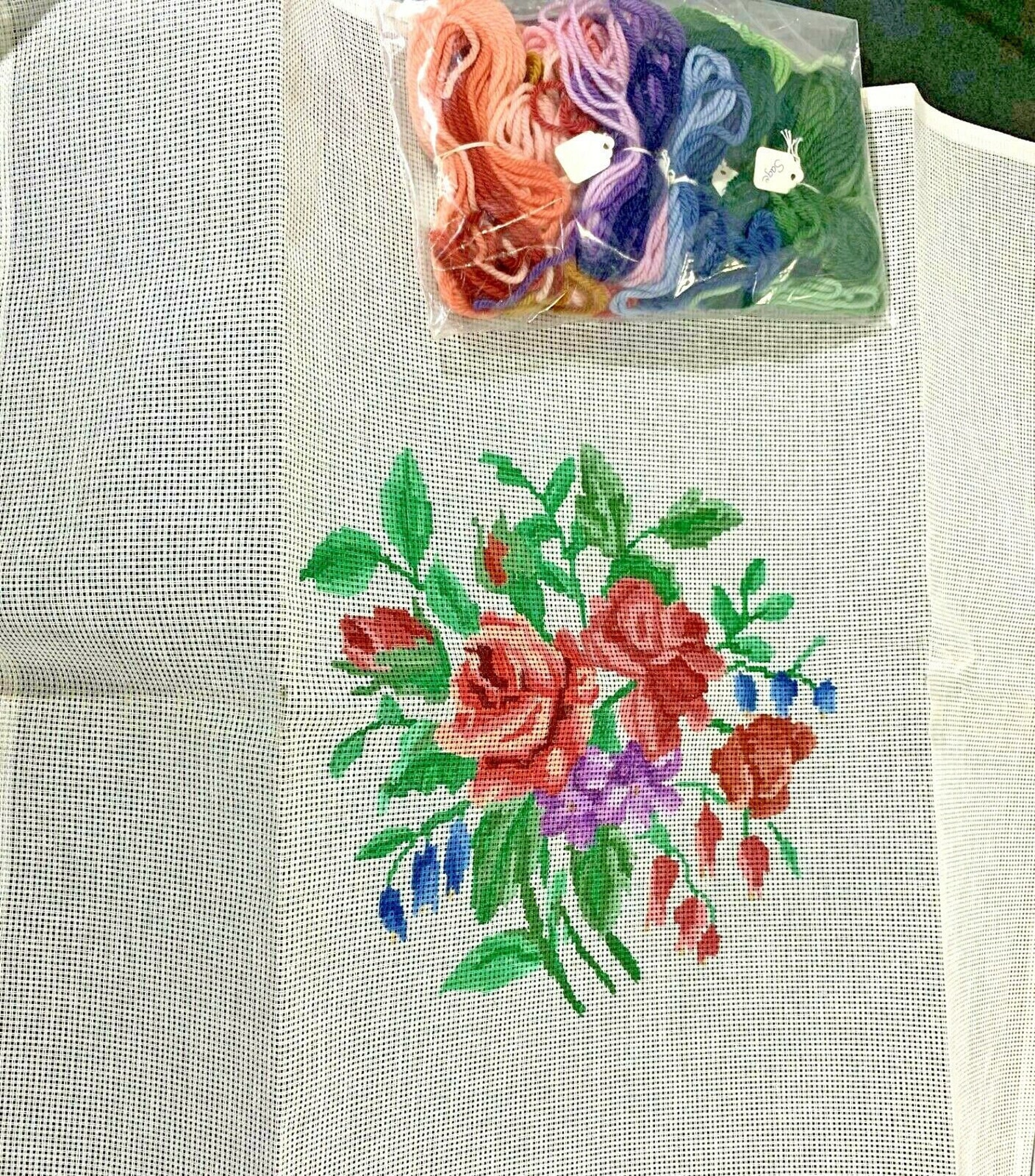 Custom Floral Needlepoint Kit Penelope Canvas Double Thread Etsy