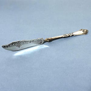 Antique Hotchkiss & Schreuder Twist Handle Master Butter Knife Coin Silver? D Mono