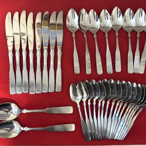 34 pcs Vintage Rogers BOSTON COMMON Stainless Flatware - Knives, Spoons, Serving Spoons