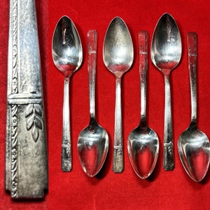 Set 6 Oneida Prestige GRENOBLE Teaspoons Silverplate Art Deco 6-1/8 in Vtg 1938