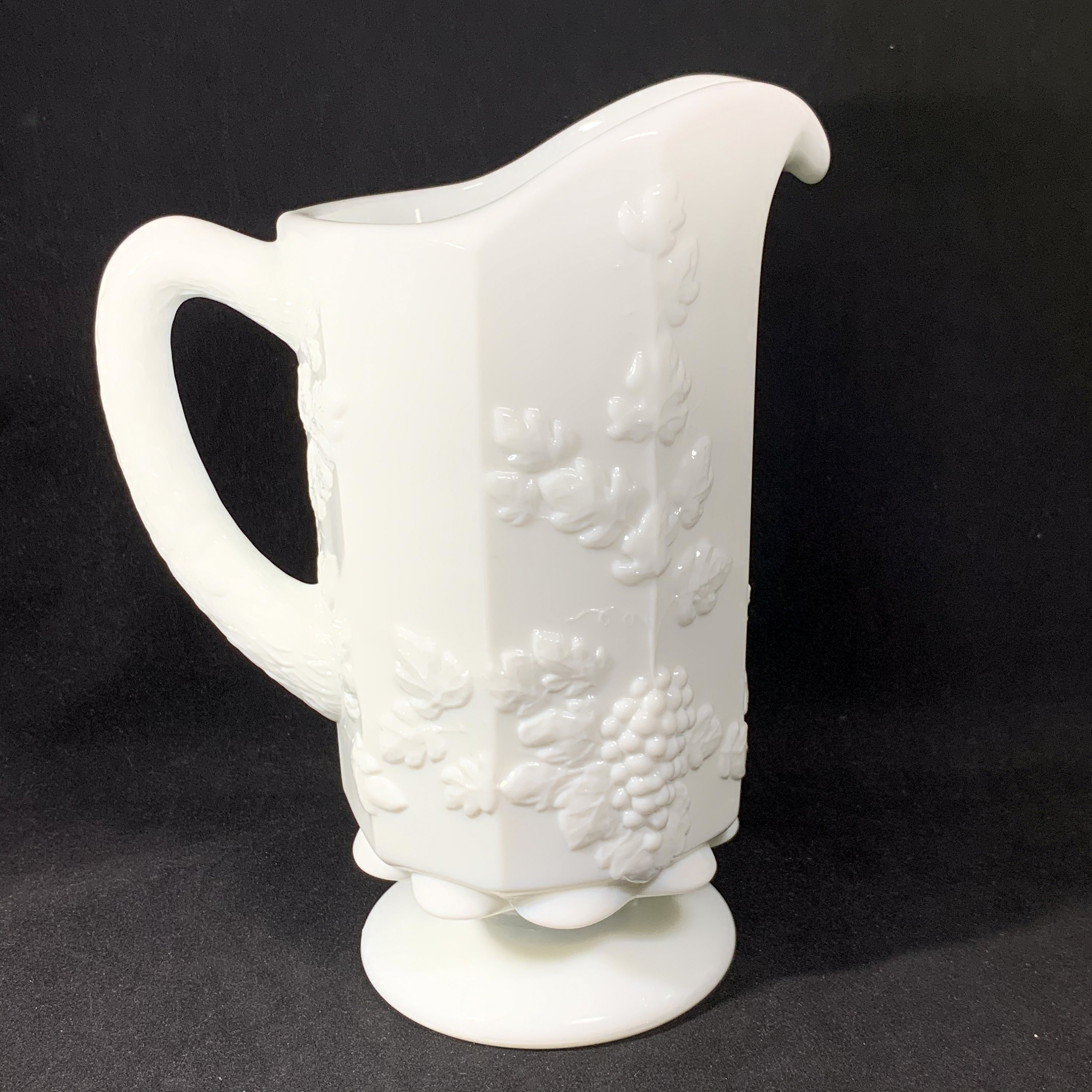 Vintage Westmoreland Paneled Grape Milk Glass Pitcher 9 Etsy