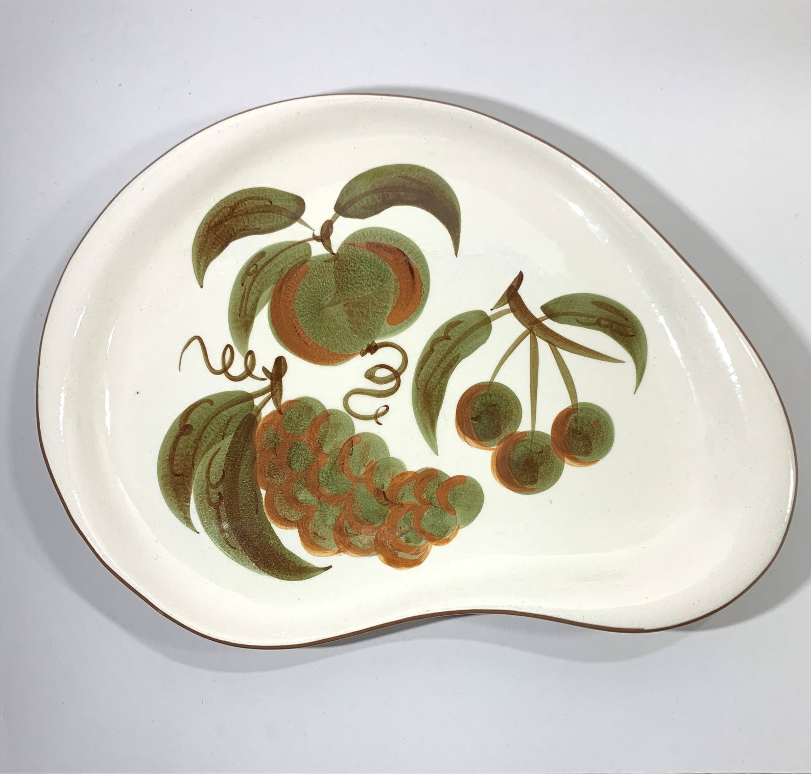 Stangl Orchard Song Serving Platter Kidney Shaped Hand Painted Etsy
