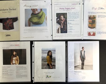 Lot 7 Designer Knitting Pattern Leaflets from Online Purchases Sweaters Scarves