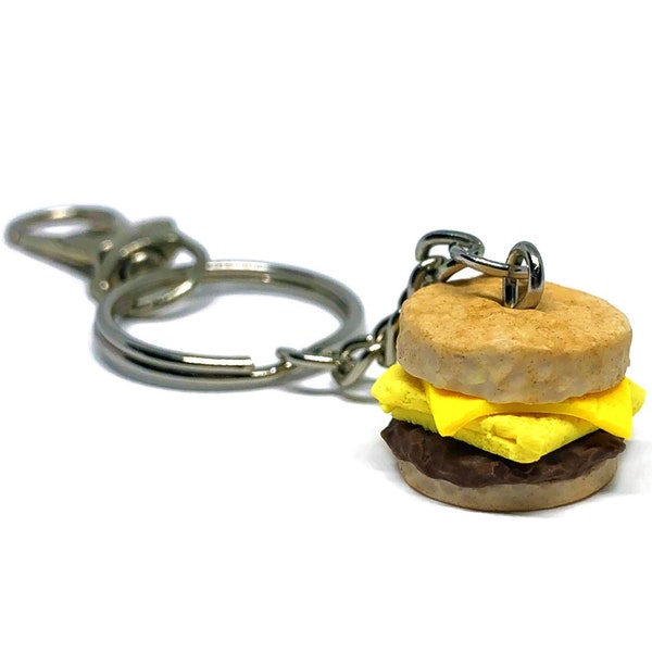 Sausage, Egg and Cheese Biscuit Keychain | Food Keychain | Foodie Gift