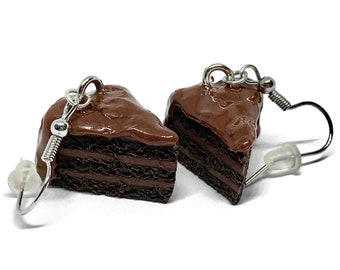 Chocolate Cake Dangle Food Earrings | Food Jewelry | Foodie Gift
