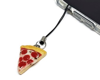 Phone Charm for Pizza Lover, Pizza Charm, iPhone Charm, Cell Phone Charm, Realistic Food Charm, Clay Food Charms, Junk Food Charm