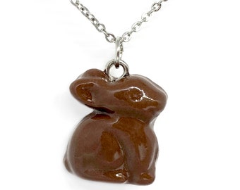Chocolate Bunny Necklace | Gift for Foodie | Easter Necklace | Food Necklace | Foodie Gift