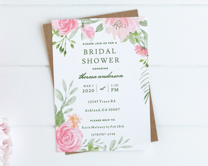 Spring Floral Bridal Shower Invitation Instant Download Printable