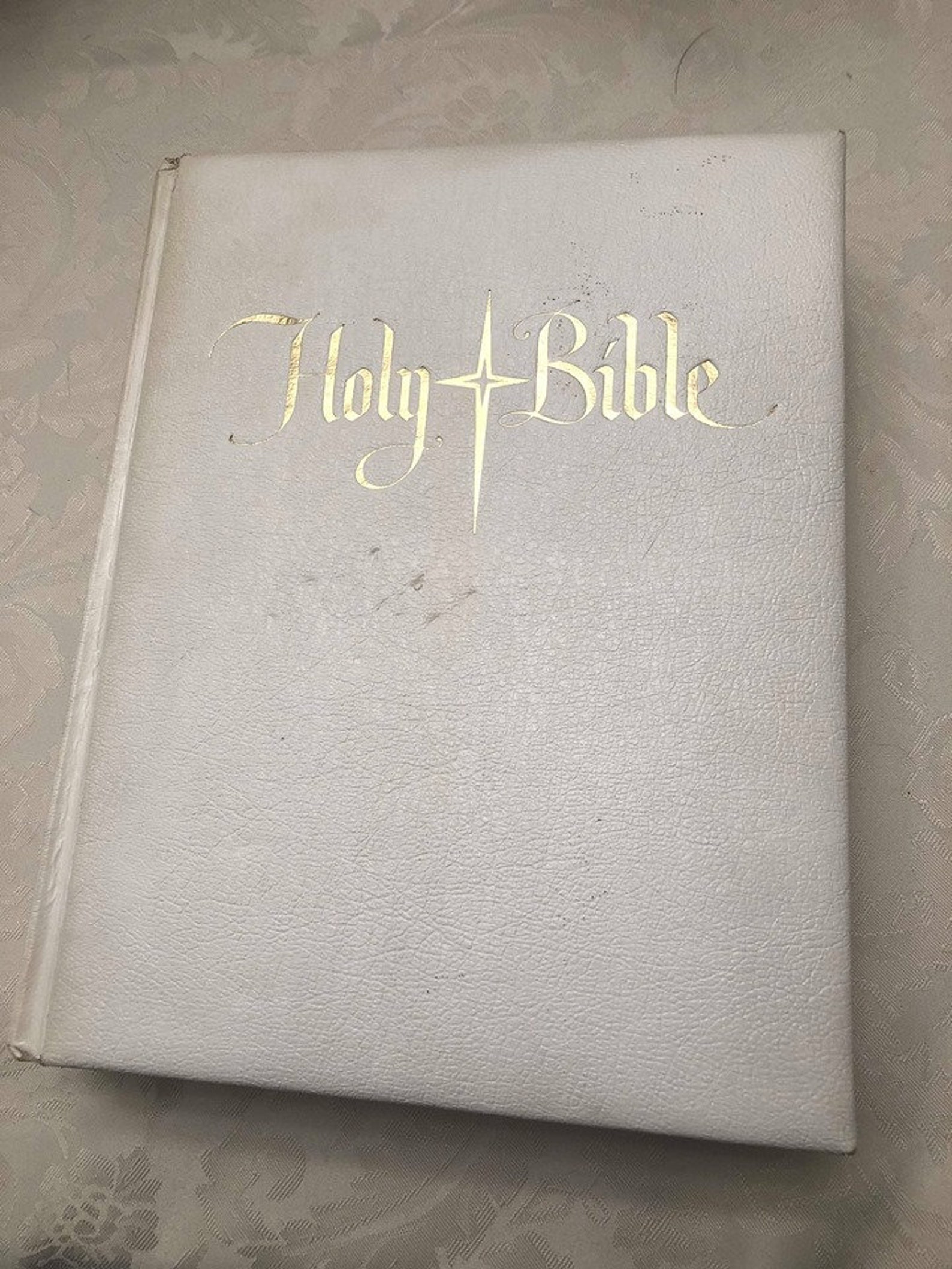 White Gold Leatherbound Bible bookbox groomsman gift Etsy