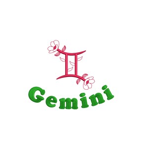Gemini Zodiac Sign Embroidery Design 7 SIZES xxx vp3 pes pcs jpx jef hux exp emd dst