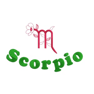 Scorpio Zodiac Sign Embroidery Design 7 SIZES xxx vp3 pes pcs jpx jef hux exp emd dst