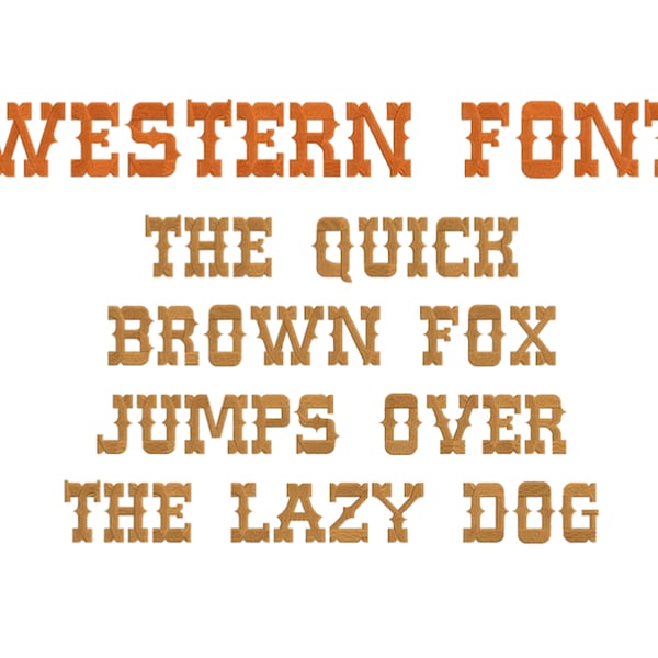 Western Embroidery Font 5 SIZES xxx vp3 pes pcs jpx jef hus exp emd dst