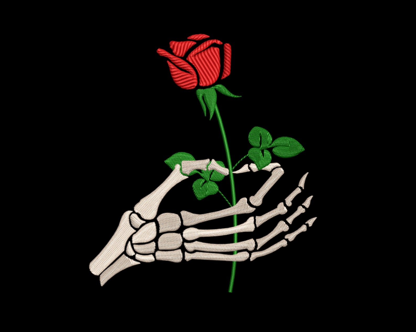 Skeleton Hand and Rose Embroidery Design 3 SIZES Dst Exp Hus | Etsy