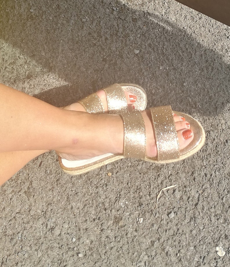 ladies rose gold sliders