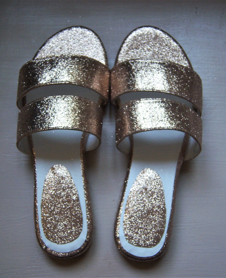 glitter flat mules