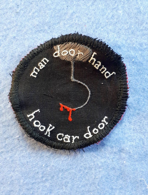 Man Door Hand Hook Car Door Hand Embroidered Sew On Patch Funny Meme Patch Urban Legend Meme Urban Legend Joke Patch