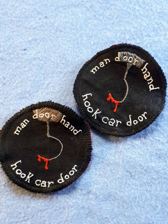 Man Door Hand Hook Car Door Hand Embroidered Sew On Patch Etsy