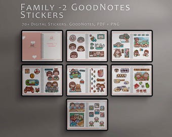 Family Life-2 Digital Stickers, Daily Planner Stickers, GoodNotes Stickers, iPad Stickers, Digital Planner Stickers, PNG Files