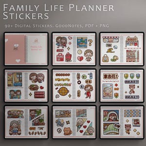 Family Life-1 Digital Stickers, Daily Planner Stickers, GoodNotes Stickers, iPad Stickers, Digital Planner Stickers, PNG Files