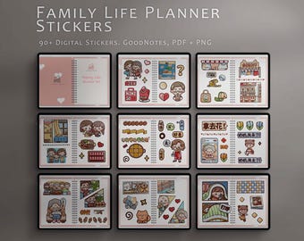 Family Life-1 Digital Stickers, Daily Planner Stickers, GoodNotes Stickers, iPad Stickers, Digital Planner Stickers, PNG Files