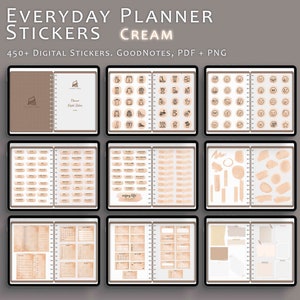 Everyday Life Digital Planner Stickers - Daily Planner Stickers - Pre-cropped iPad Stickers - GoodNotes Sticker Book & PNG Files - Cream